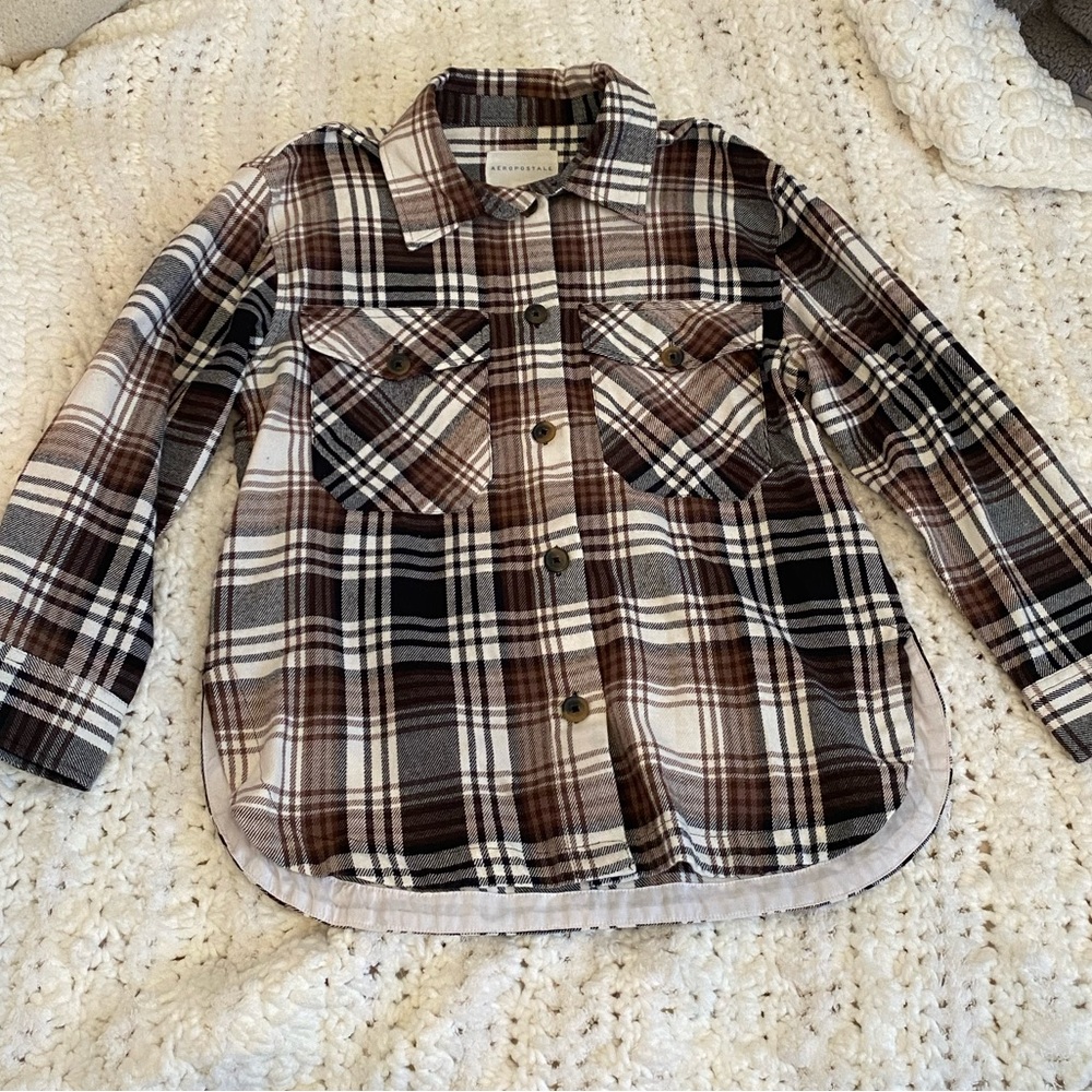Aeropostale brown button up plaid flannel - NWT